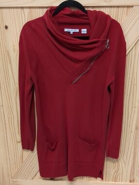 eight eight eight Red Asymmetric Zip Tunic Sweater